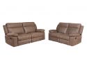 3 Seater Manual Recliner Fabric Sofa in Brown Color - Glenora